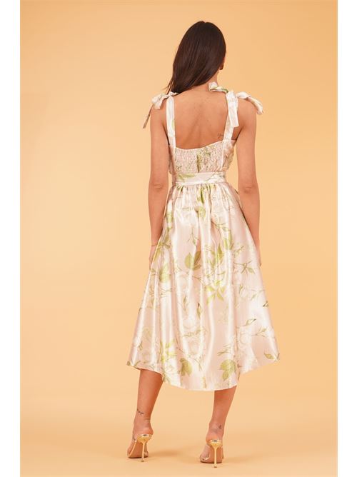 Abito in raso fantasia twins fantasy | T4854BEIGE